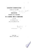 Exposition d'horticulture ... Discours prononcé par le président de l'Académie royale d'agriculture à l'occasion de la distribution des prix, etc. (Estratto della Gazzetta Piemontese.).