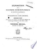 Exposition de la doctrine homoïopathique du Dr. Hahnemann, et réflexions sur cette doctrine,...