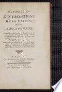 Exposition des variations de la nature dans l'espece humaine