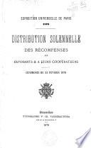 Exposition universelle 1878: distribution solennelle des récompenses aux exposants et à leurs coopérateurs