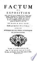 Factum ou exposition simple, sincère et vraie des injustices et des cruautés inouïes commises à Strasbourg par[...] Joseph Klinglin[...] contre[...] F.N.L.P. Beck[...] en mars 1749