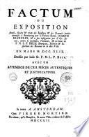 Factum, ou Exposition simple, sincère et vraie des injustices et des cruautés inouïes commises à Strasbourg par le prêteur royal Joseph Klinglin, et à son instigation par le gr. Sénat, contre la personne, l'honneur et les biens de F.N.L.P. Beck