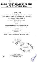Farm parity feature of the anti-inflation bill