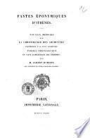 Fastes éponymiques d'Athènes nouveau mémoire sur la chronologie des archontes postérieurs à la 122. olypiade ... par M. Albert Dumont