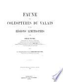 Faune des Coléoptères du Valais et des régions limitrophes