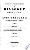 Fautes de Langage Corrigées, Ou dialogue entre Mr. P. et Mlle R.