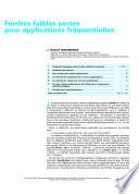 Ferrites Faibles Pertes Pour Applications Frequentielles