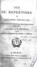 Fin du Répertoire du Théâtre Français