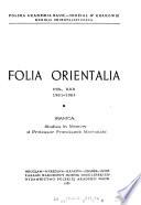 Folia orientalia
