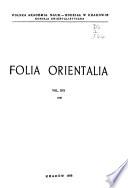 Folia orientalia