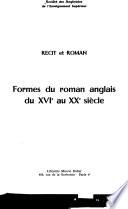 Formes du roman anglais du XVIe au XXe siècle