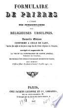 Formulaire de prières à l'usage des pensionnaires des religieuses ursulines