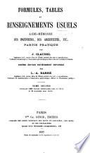 Formules, tables et renseignements usuels