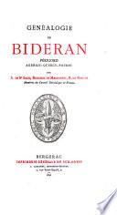Généalogie de Bideran, Périgord, Agenais, Quercy, Poitou