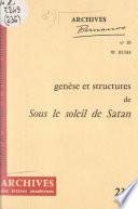 Genèse et structures de Sous le soleil de Satan d'après le manuscrit Bodmer