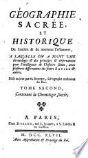 Geographie sacree et historique de l'ancien et du nouveau-testament (etc.) avec pulsieurs dissertations de Sanson