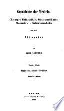 Geschichte der Medicin, Chirurgie, Geburtshilfe, Staatsarzneikunde, Pharmacie u.a. Naturwissenschaften und ihrer Litteratur