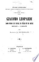 Giacomo Leopardi, Lord Byron en Suisse, en Italie et en Grèce ...