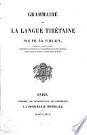 Grammaire de la langue tibétaine