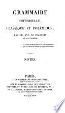 Grammaire Universelle, Classique Et Polémique