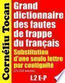 Grand dictionnaire des fautes de frappe du français. Substitution d’une seule lettre par contiguïté – I.2 E-P
