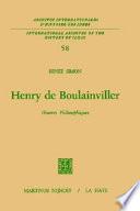 Henry de Boulainviller Tome I
