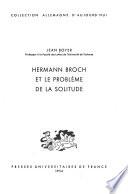 Hermann Broch et le problème de la solitude