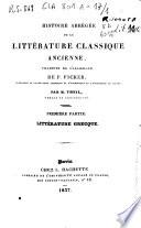 Histoire abrégée de la littérature classique ancienne