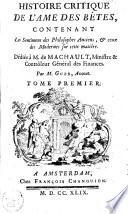 Histoire critique de l'ame des bêtes