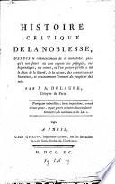 Histoire critique de la noblesse