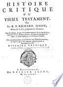Histoire critique du Vieux Testament