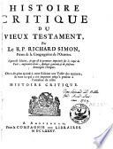 Histoire critique du Vieux Testament