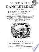 Histoire d'Angleterre, par M. de Rapin Thoyras... avec la continuation de Dav. Durand et Dupard. Seconde édition