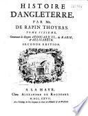 Histoire d'Angleterre, par M. de Rapin Thoyras... avec la continuation de Dav. Durand et Dupard. Seconde édition