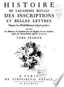 Histoire de l'Académie royale des Inscriptions et Belles Lettres