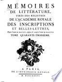 Histoire de l'Académie royale des inscriptions et belles lettres