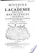 Histoire de l'Académie royale des sciences ... avec les mémoires de mathématique et de physique pour la même année
