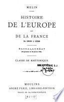 Histoire de l'Europe et de la France de 1610 à 1789
