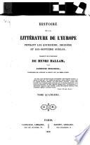 Histoire de la littérature de l'Europe