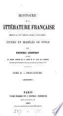 Histoire de la littérature française depuis le xvie sìcle. Prosateurs