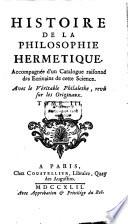 Histoire De La Philosophie Hermétique