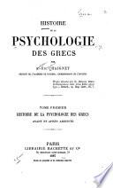 Histoire de la psychologie des Grecs: Histoire de la psychologie des Grecs avant et après Aristote