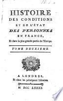 Histoire des conditions et de l'état des personnes en France; et dans la plus grande partie de l'Europe. [By C. J. Perreciot.]