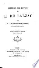 Histoire des oeuvres de H. de Balzac
