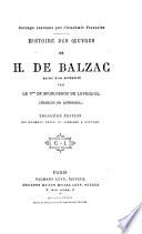 Histoire des œuvres de H. de Balzac