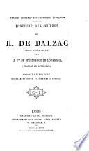 Histoire des œuvres de H. de Balzac