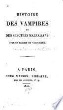 Histoire des vampires et des spectres malfaisans