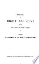 Histoire du droit des gens et des relations internationales
