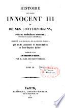 Histoire du pape Innocent III et de ses contemporains