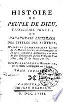 Histoire du peuple de Dieu, troisième partie ou paraphrase littérale des épîtres des apôtres